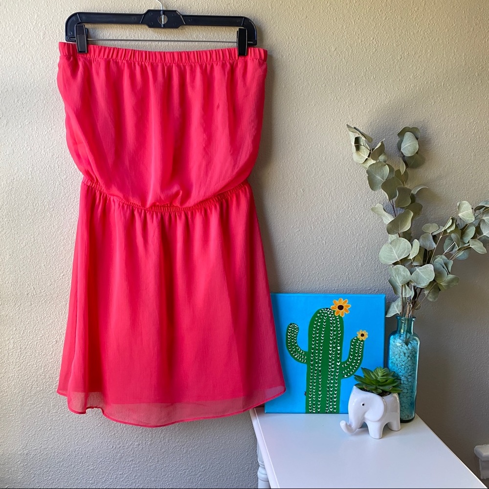Express Pink Strapless Dress